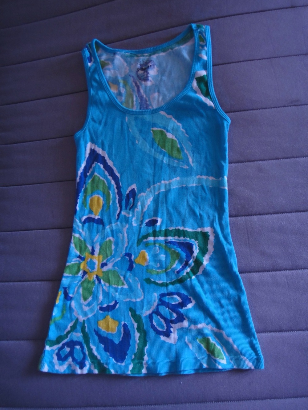 Old Navy Turquoise Floral Print Tank Top